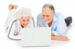 Old Couple Laptop Stock Photo