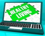 Healthy Living On Laptop Shows Wellbeing Stock Photo