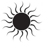 Black Sun On White Background Stock Photo