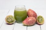 Juice Made From Opuntia Ficus-indica Cactus Fruits On A White Background Stock Photo