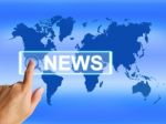 News Map Shows Worldwide Journalism Or Media Information Stock Photo