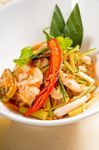 Fresh Seafood Thai Salad Stock Photo