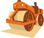 Construction Road Roller Retro Stock Photo