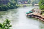 Kwai Noi River Under Death Railway Bridge Stock Photo