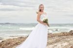 Bride At Snapper Rock Beach In New South Wales Stock Photo