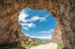 Dirt Danger Road Through The Canyon Of The Colca River In Southe Stock Photo