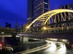 Pubic Skywalk Of Bangkok Downtown Square In Business Zone Stock Photo