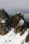 View From Sass Pordoi In The Upper Part Of Val Di Fassa Stock Photo