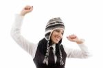 Young Lady Wearing Woolen Cap Stock Photo