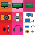 Electronic Gadgets Collage Stock Photo