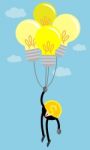 Coin Money In The Air By Idea Light Bulb Balloon Stock Photo