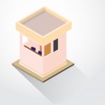 Flat 3d Design Security Lodge Isometric -  Illustration Stock Photo