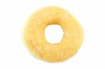 Single Top View Sugar Donut On White Background Stock Photo