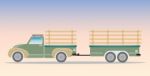 Side View Of Old Pick Up Truck With Trailer Truck Stock Photo