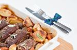 Beef Olives With Vegetables Stock Photo