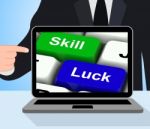 Skill And Luck Keys Displays Strategy Or Chance Stock Photo