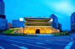 Sungnyemun Gate (namdaemun Market) At Night In Seoul, South Korea Stock Photo