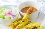 Grilled Pork Satay Thai Food Stock Photo