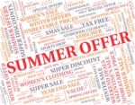 Summer Offer Showing Hot Weather And Save Stock Photo