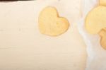 Heart Shaped Shortbread Valentine Cookies Stock Photo