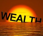 Wealth Word Sinking In Sea Stock Photo