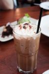 Iced Coffee Toping With Whipped Cream Stock Photo