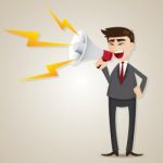 Cartoon Businessman With Megaphone Stock Photo