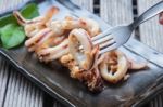 Barbecue Grilled Squid Stock Photo