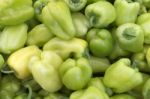 Green Peppers At The Food Market Stock Photo