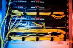 Fiber Optic With Servers In A Technology Data Center Stock Photo