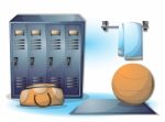 Cartoon  Illustration Interior Fitness Room With Separated Layers Stock Photo