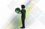 Woman Is Holding World Globe Stock Photo