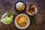 Green Papaya Salad Stock Photo