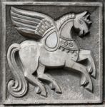 Old Bas-relief Of Fairytale Winged Horse Stock Photo