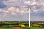 Eco Power. Wind Turbines Generating Electricity Stock Photo