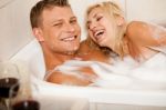 Affectionate Couple Bathing Stock Photo