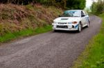 D. Smith Driving Mitsubishi Evo Stock Photo