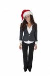 Lady Wearing Christmas Hat Stock Photo