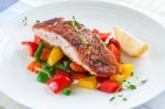 Salmon With Vegetables Stock Photo