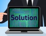 Solution Word Indicates Solving Solutions And Achievement Stock Photo