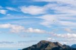 Hang-gliding Above The Countryside Around Zwölferhorn Mountain Stock Photo