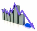 Bar Chart Shows Blue Profit Line Against Budget Stock Photo