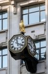 Golden Owl On Top  Of A Clock Stock Photo