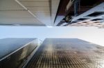 Worm Eye View Of Glass Block  Modern Building Stock Photo