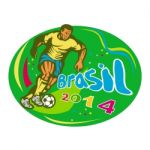 Brasil 2014 Soccer Football Player Run Retro Stock Photo