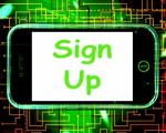 Sign Up On Phone Shows Join Membership Register Stock Photo