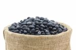 Dried Black Beans In Sacks Fodder Stock Photo