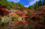 Daigoji Temple With Autumn Red Maple, Kyoto Stock Photo