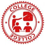 College Stamp Indicates Learned Tutoring And Education Stock Photo