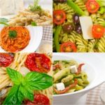 Collection Of Different Type Of Italian Pasta Collage Stock Photo